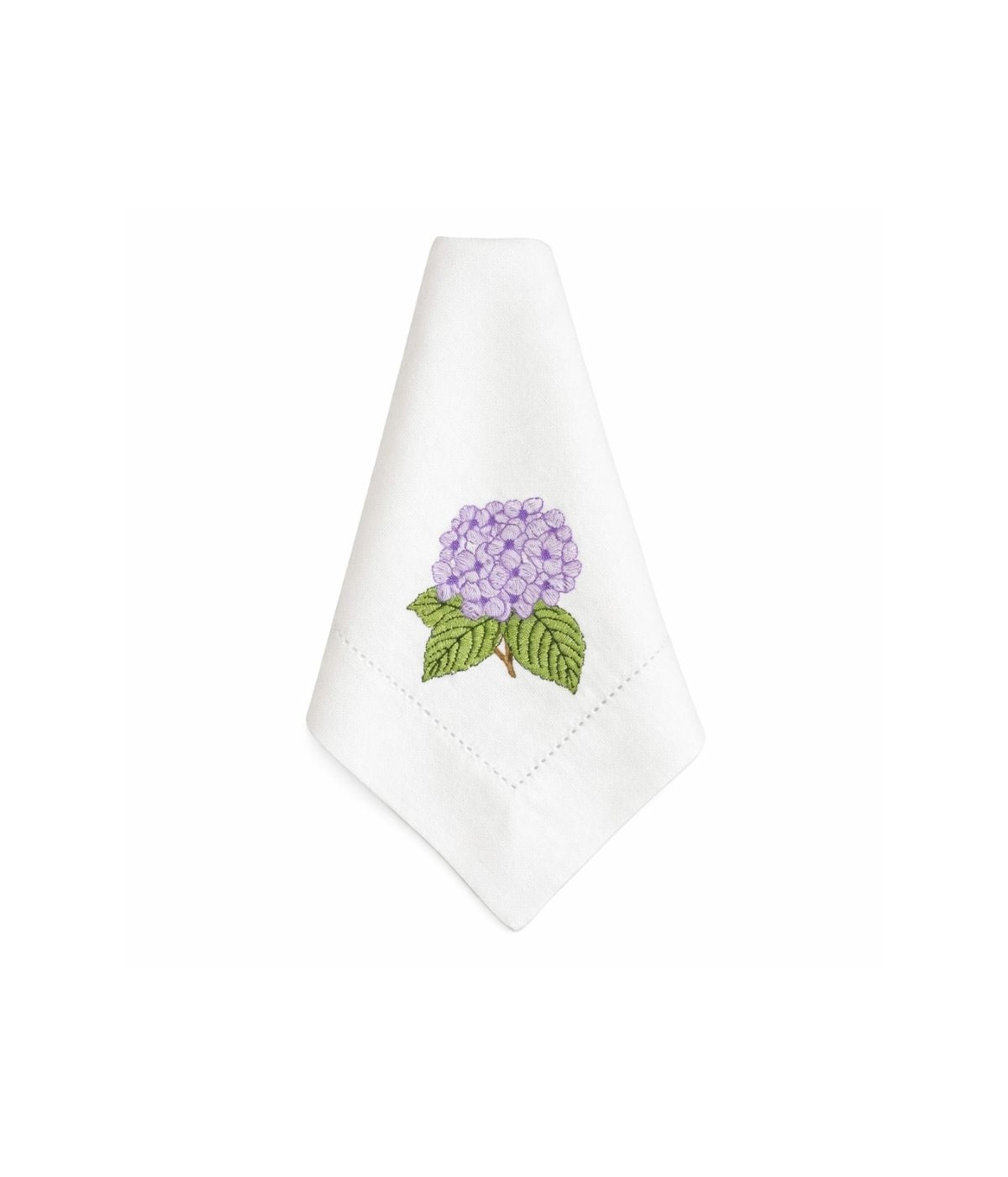 Guardanapo Linho Misto Branco Bordado Hortênsia Lilás