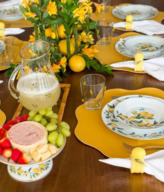 Kit 6 Jogos Americanos Couro Nuvem Mostarda Dupla Face Caramelo