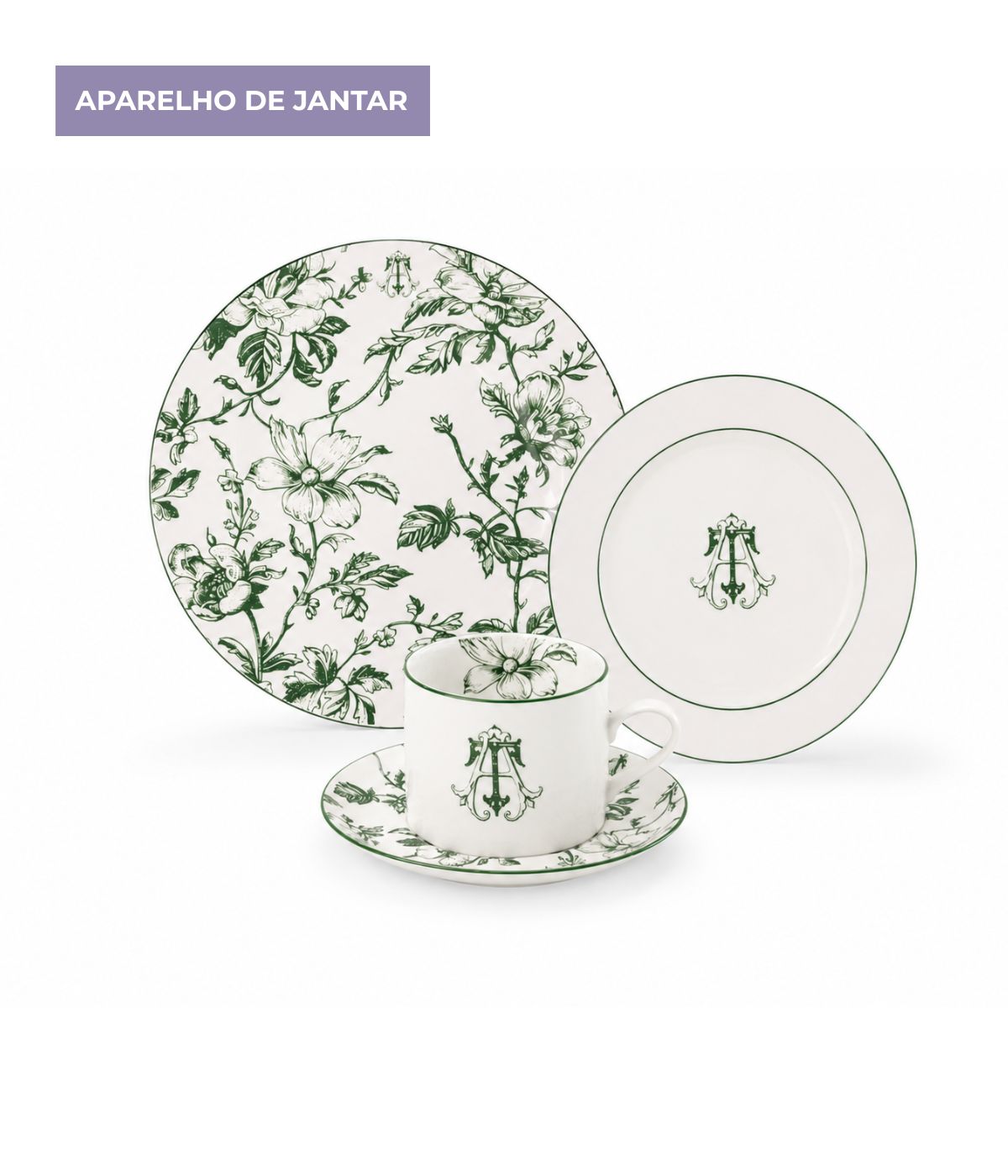 Aparelho de jantar Porcelana Personalizada Estampado Monograma