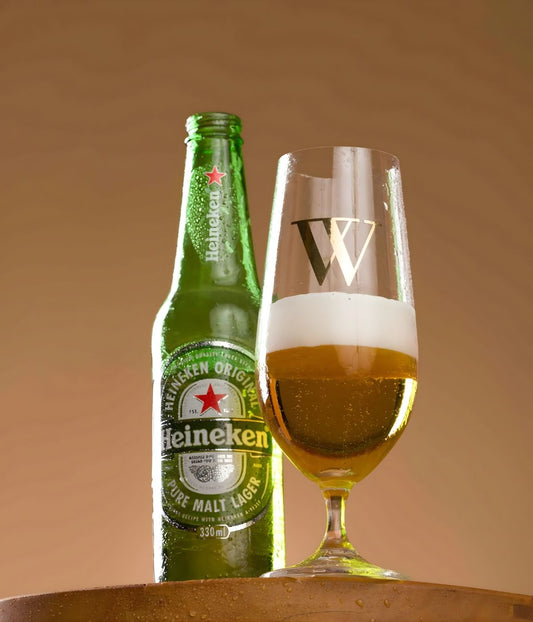 Taça Cerveja de Cristal Personalizada Inicial Ouro 22k