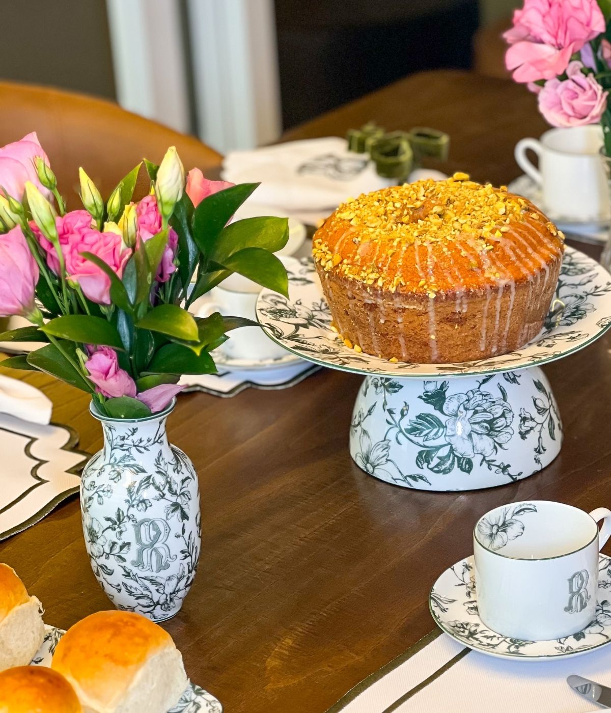 Vaso porcelana personalizado monograma toile de jouy