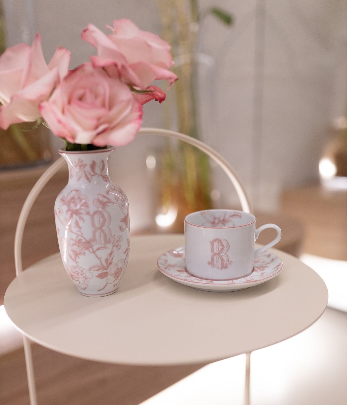 Vaso porcelana personalizado monograma toile de jouy