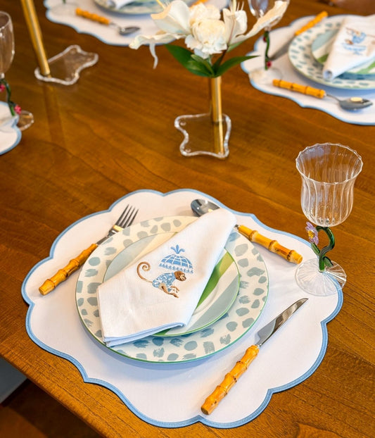 Conjunto Macaco Azul Jogo Americano com Guardanapo