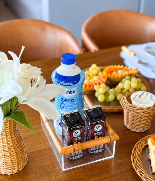 Caixa Retangular P em Acrílico com Borda de Bambu Natural