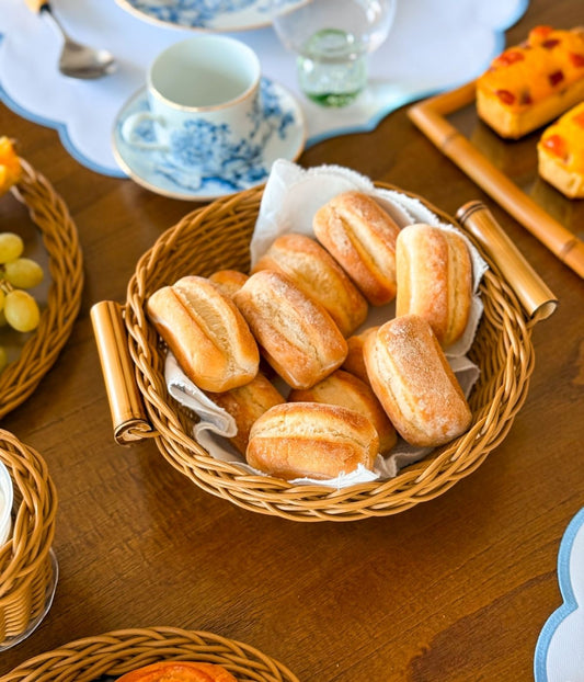 Cesta Redonda Vime Caramelo com Alças de Bambu P