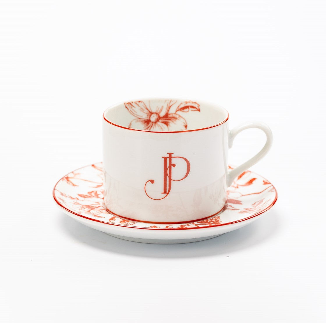 Xícara de Chá Personalizada Monograma Toile de Jouy