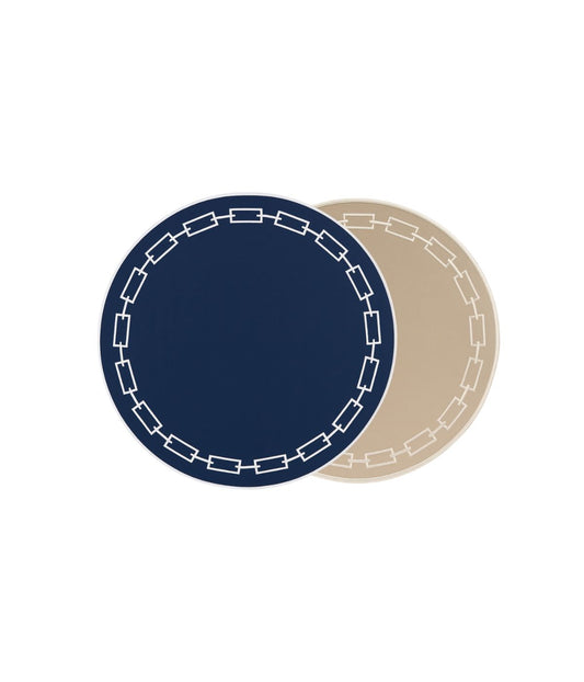 Jogo Americano Impermeável Dupla Face Azul Marinho e Fendi Elos