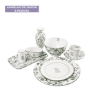 Aparelho de jantar p/ 6 pessoas 23 peças Porcelana Personalizada Toile de Jouy Monograma