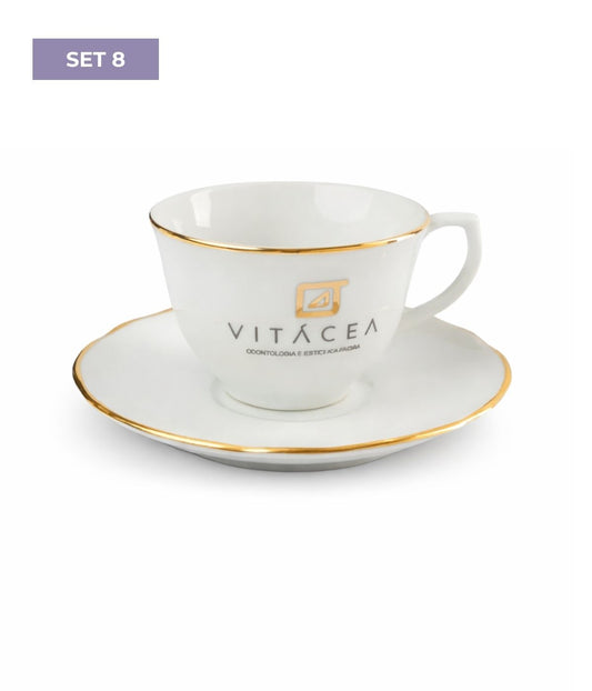 Conjunto 6 Xícaras de Café Personalizadas com Monograma em Ouro