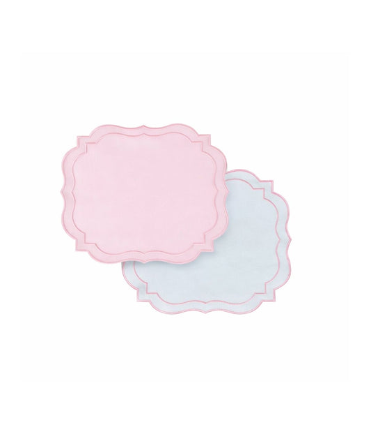 Jogo Americano Impermeável Dupla Face Rosa e Branco Bordado Rosa