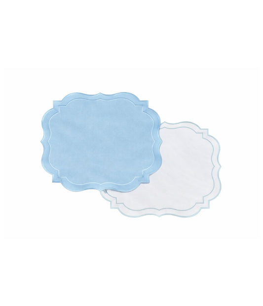 Jogo Americano Impermeável Branco Bordado Azul Dupla Face Azul