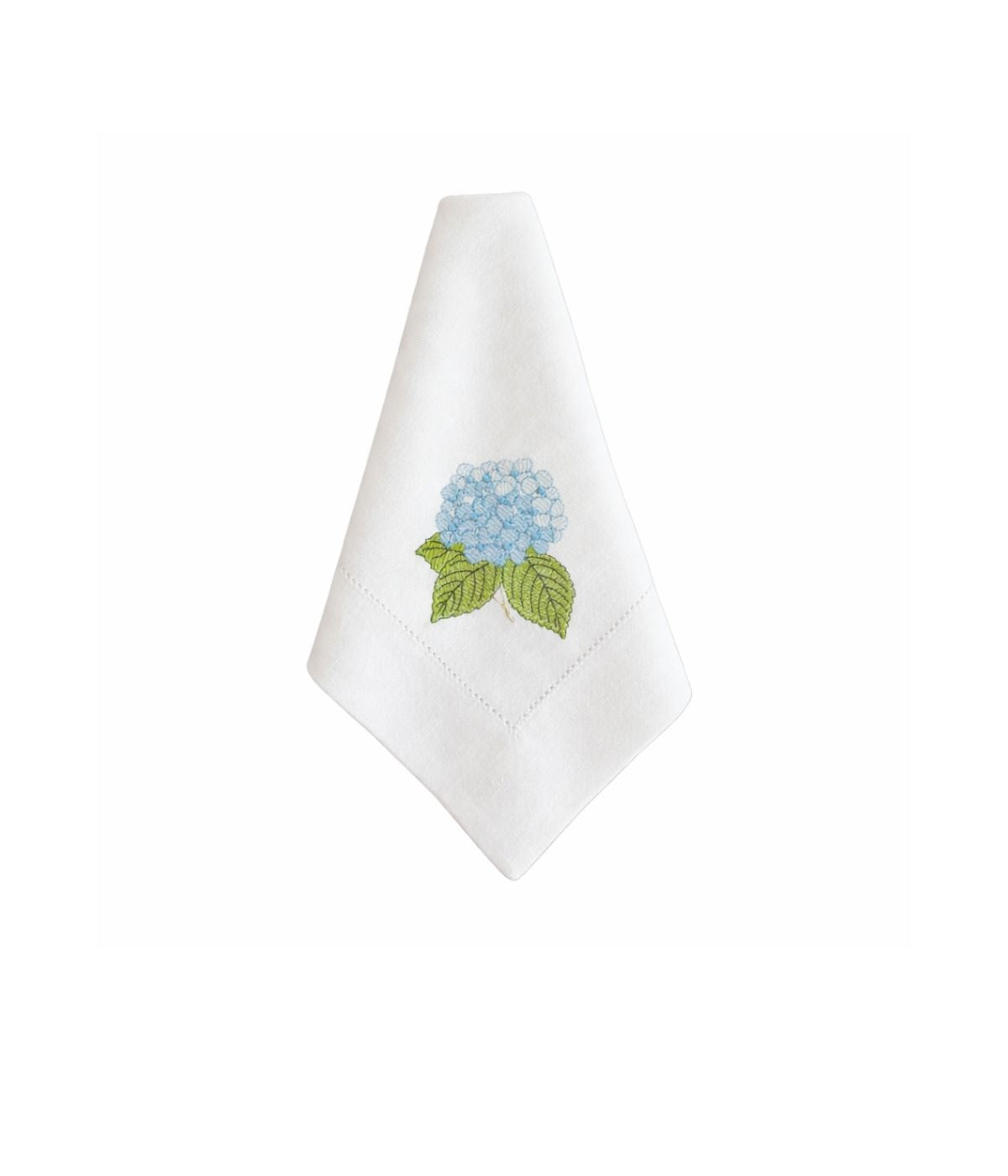 Guardanapo Linho Misto Branco Bordado Hortênsia Azul
