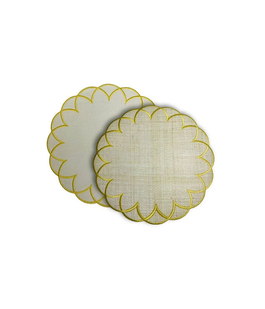 Jogo Americano Palha Bordado Dourado