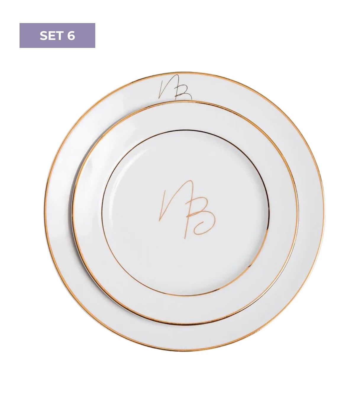 Conjunto 6 Pratos Rasos e de Sobremesa Personalizados (12 Peças)