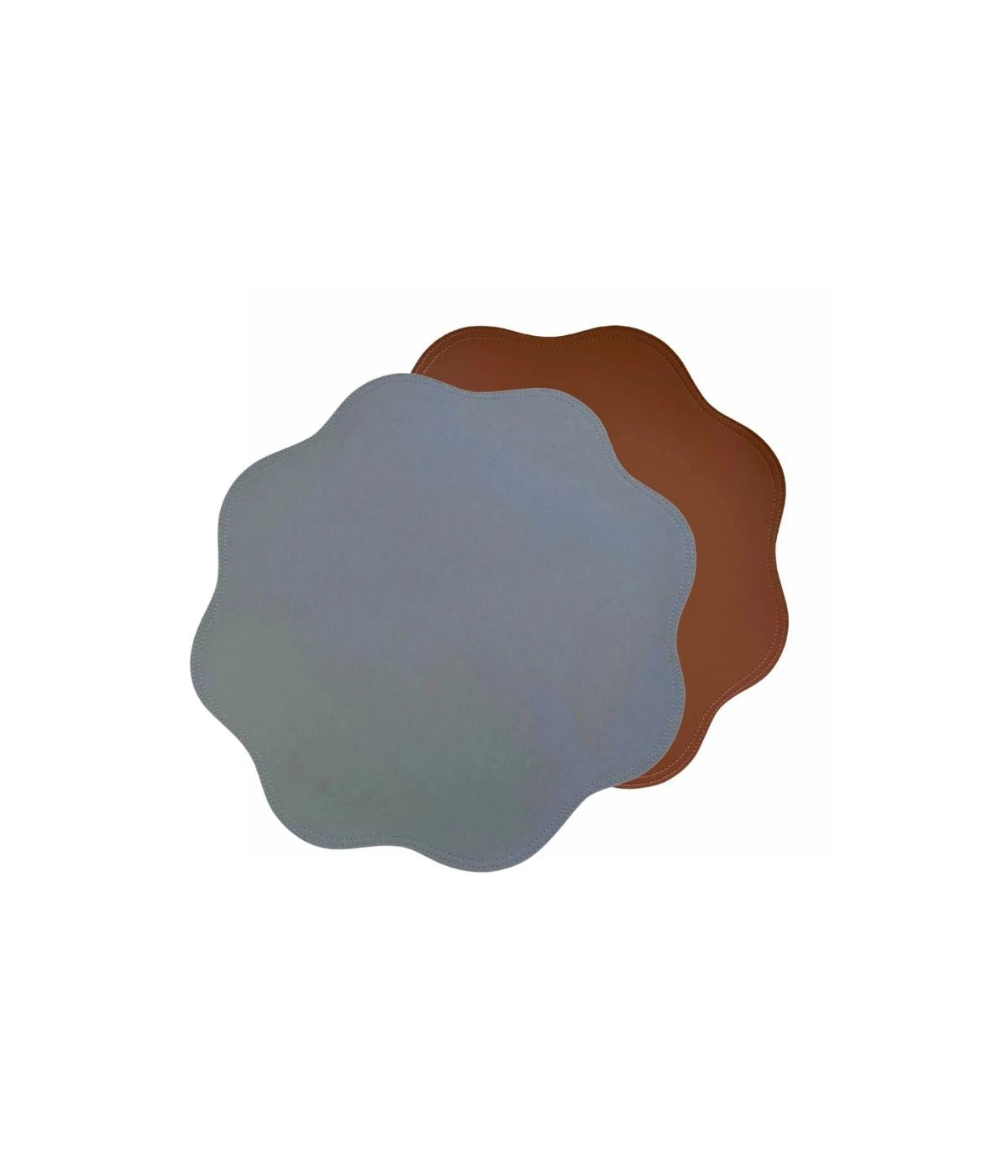 Jogo Americano Couro Nuvem Cinza Dupla Face Caramelo