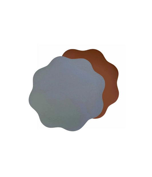 Jogo Americano Couro Nuvem Cinza Dupla Face Caramelo