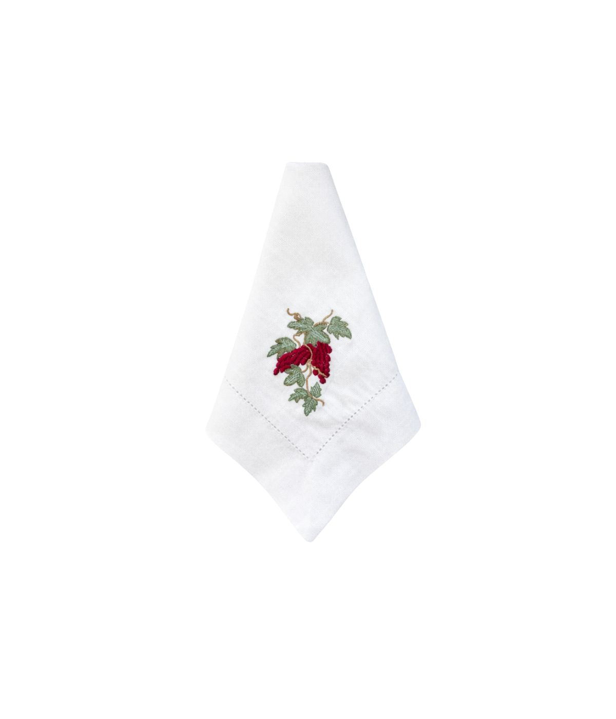 Guardanapo Linho Misto Branco Bordado Uva