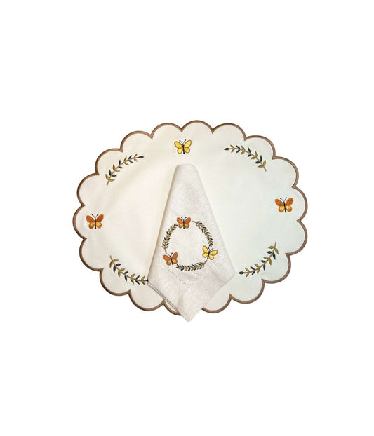 Conjunto Butterfly Jogo Americano com Guardanapo Bordado