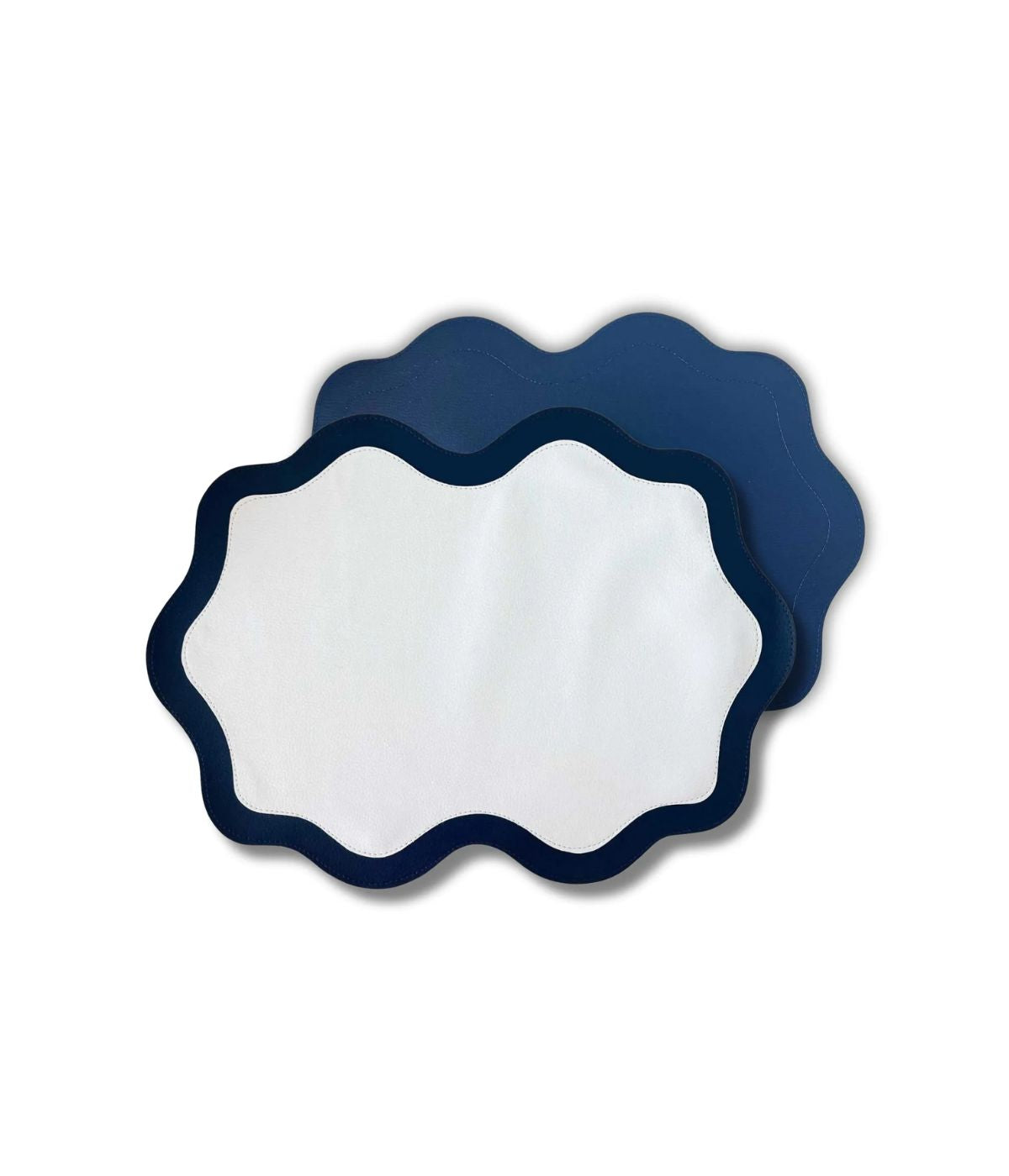 Jogo Americano Couro Duo Azul Marinho e Branco Dupla Face