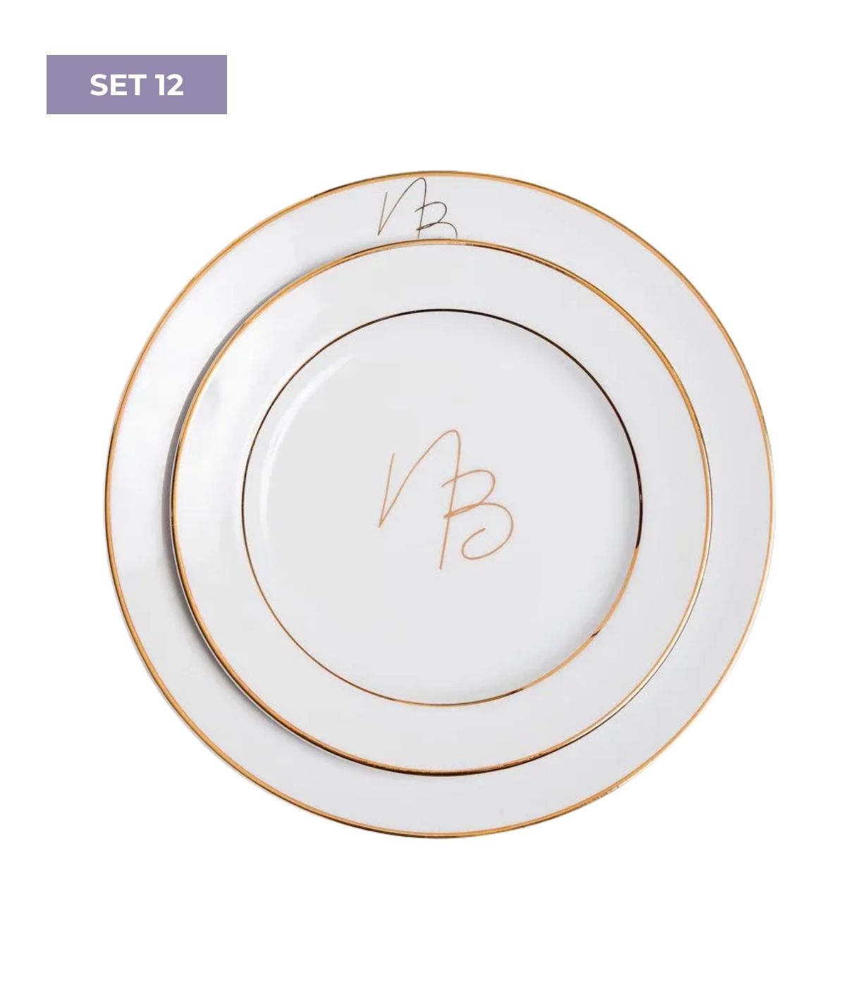 Conjunto 12 Pratos Rasos e de Sobremesa Personalizado (24 Peças)