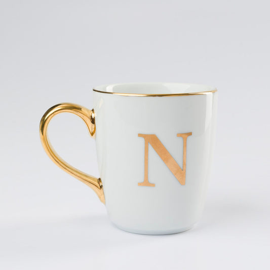 Caneca Porcelana Personalizada Letra em Ouro