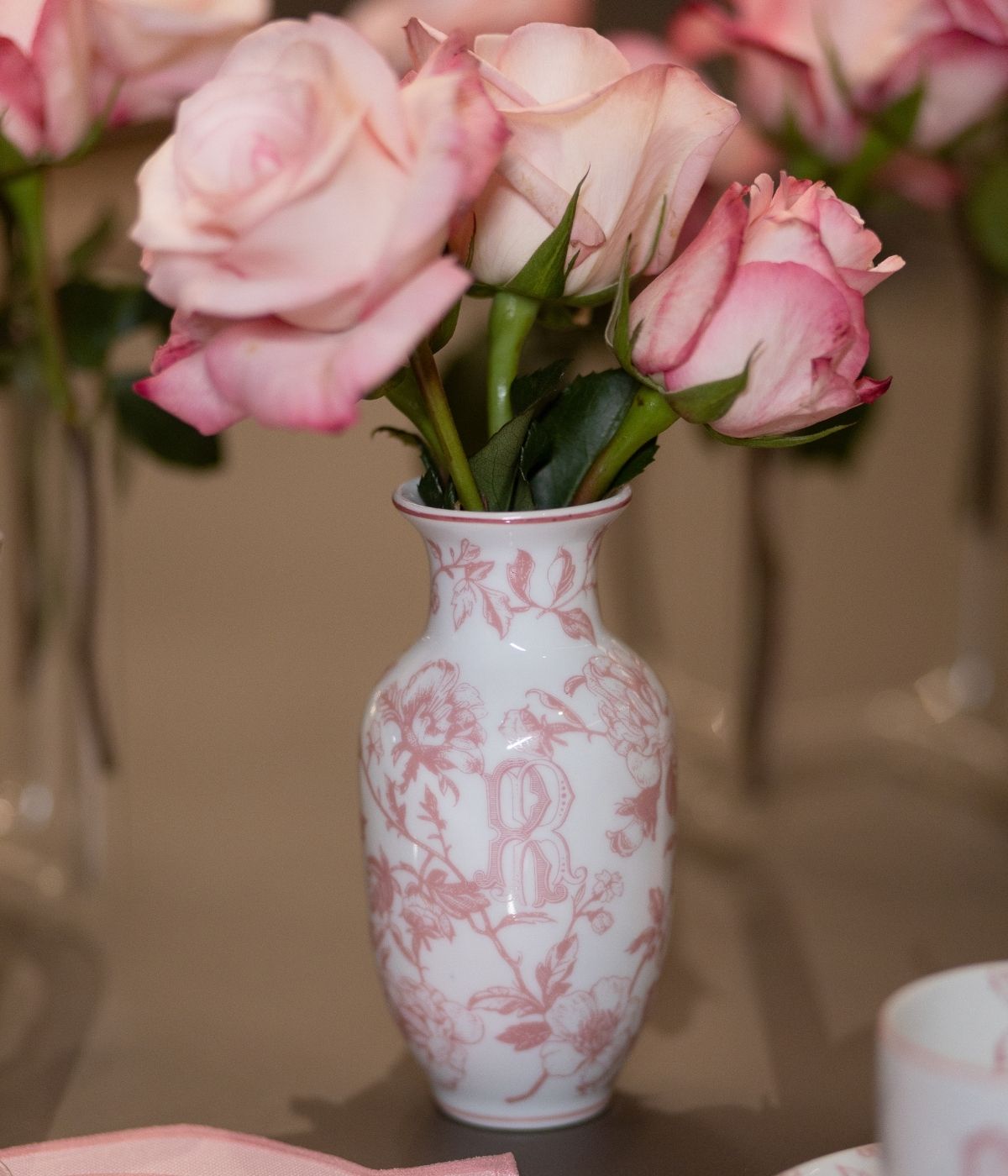 Vaso porcelana personalizado monograma toile de jouy