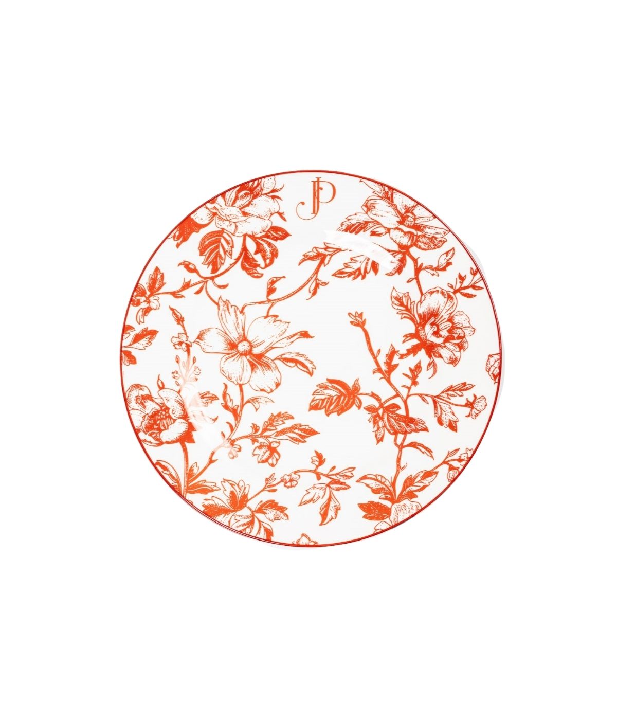 Prato Raso Porcelana Personalizada Monograma Toile de Jouy