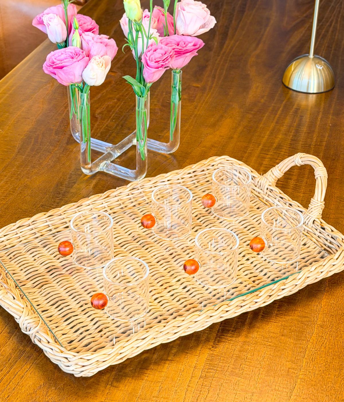 Set 6 Xícaras de Café Vidro com Detalhe em Madeira