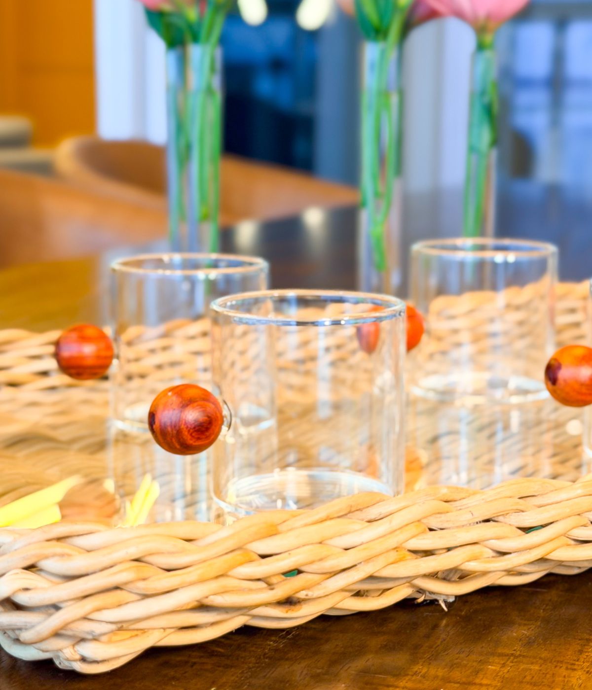 Set 6 Xícaras de Café Vidro com Detalhe em Madeira