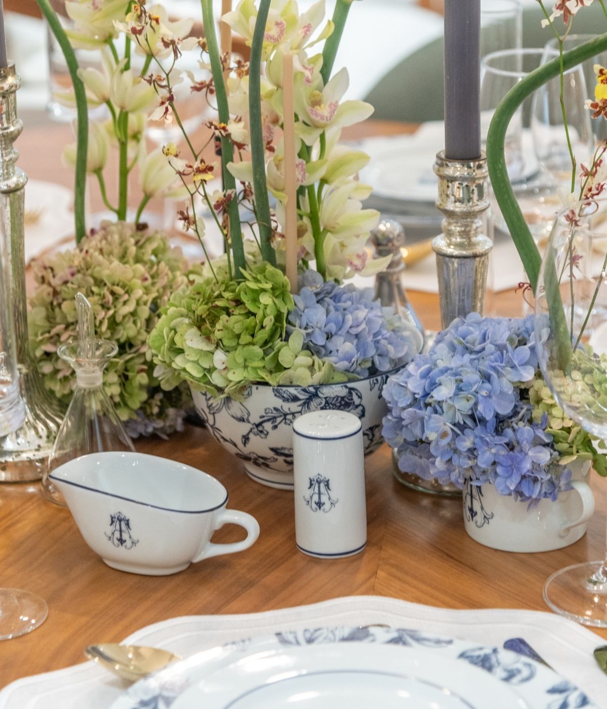 Molheira Porcelana Personalizada Monograma Toile de Jouy