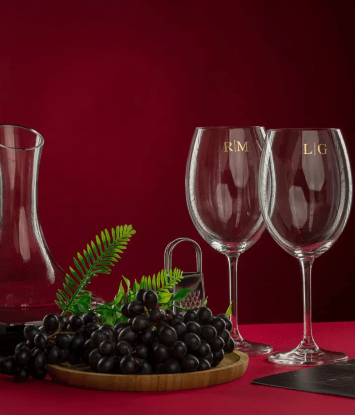 Taça Vinho Personalizada Duo Gold - Duas letras