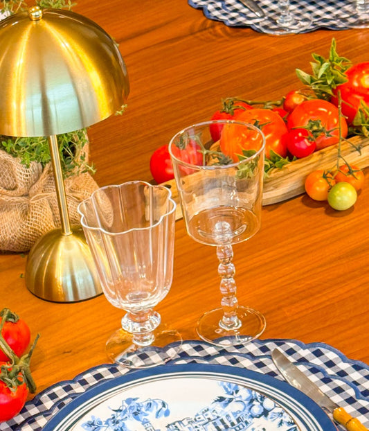 Set 6 Taças de Vidro Transparente com Haste em Esferas