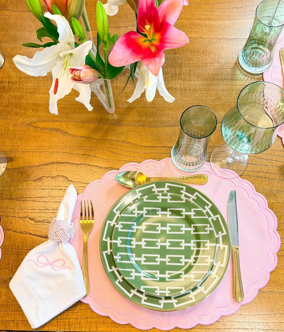 Conjunto Ipê Rosa Jogo Americano Dupla Face Xadrez com Guardanapo