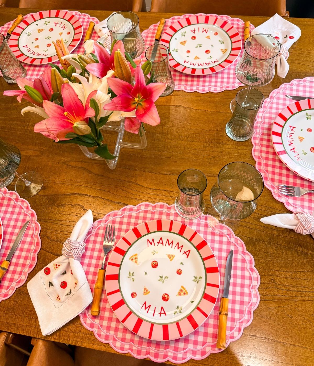 Conjunto Ipê Rosa Jogo Americano Dupla Face Xadrez com Guardanapo