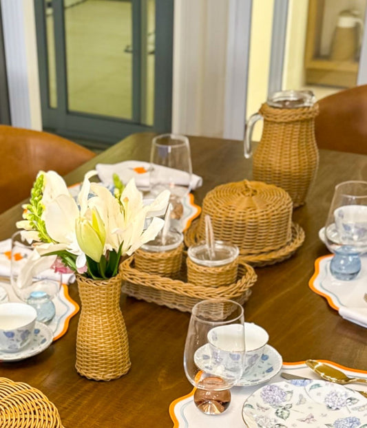 Jarra de Vidro Vime Rafia