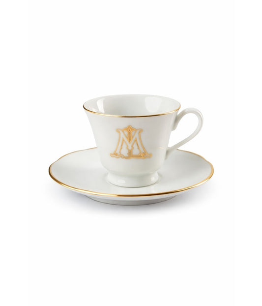 Xícara de Café Personalizada com Monograma em Ouro