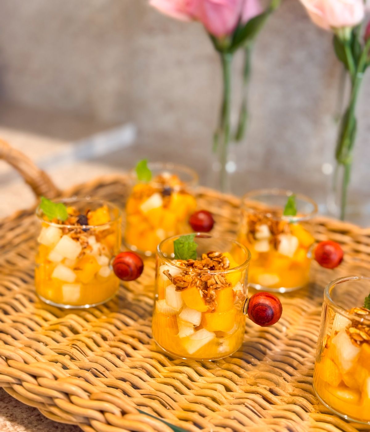 Set 6 Xícaras de Café Vidro com Detalhe em Madeira