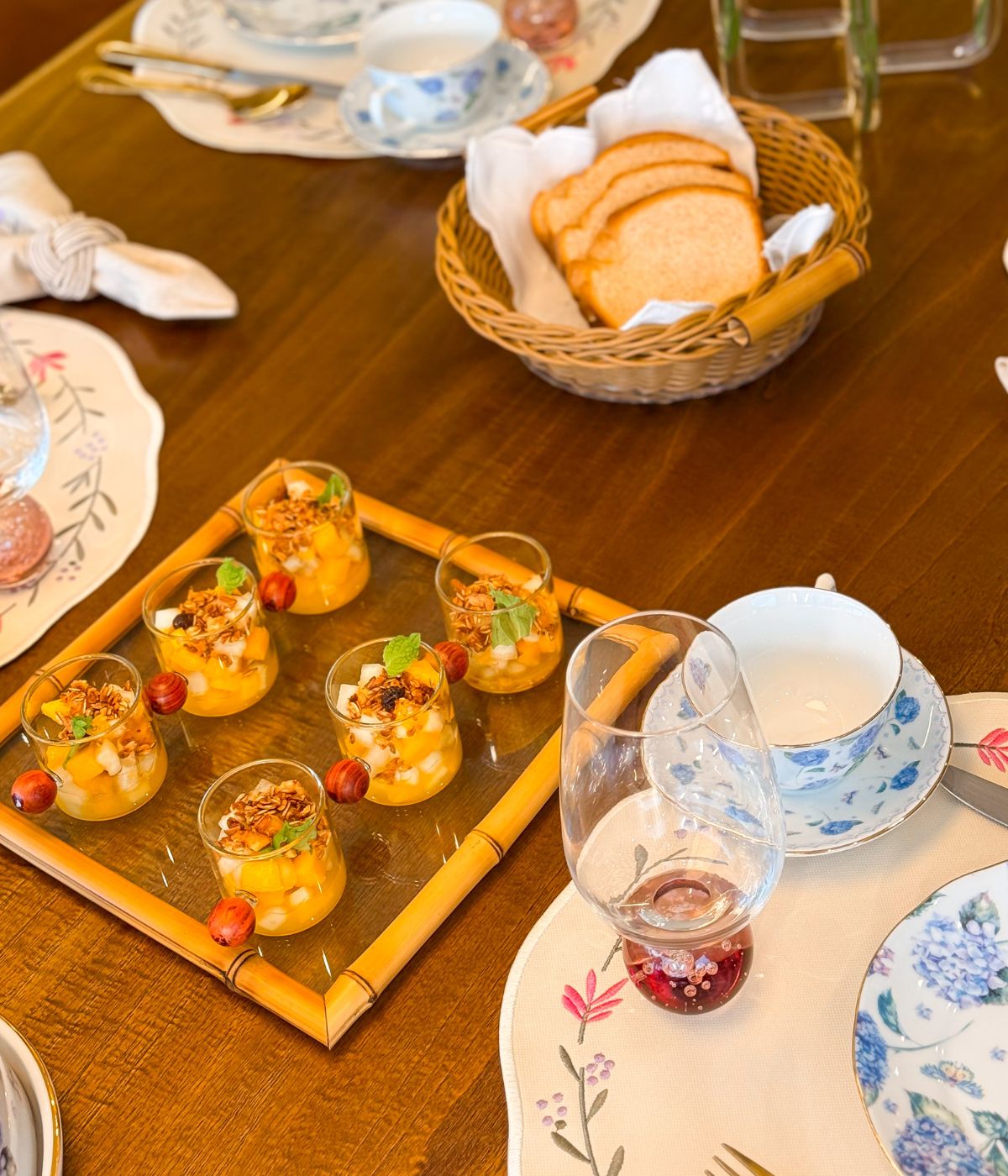 Set 6 Xícaras de Café Vidro com Detalhe em Madeira