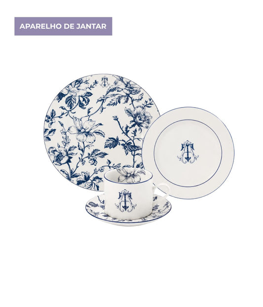 Aparelho de jantar Porcelana Personalizada Estampado Monograma