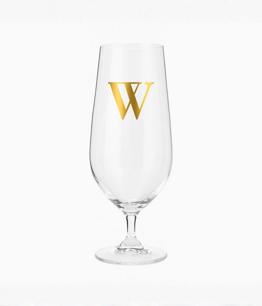 Taça Cerveja de Cristal Personalizada Inicial Ouro 22k