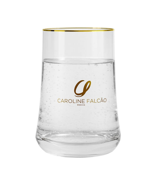Set 6 Copos para Água Cristal Personalizado em ouro 22k