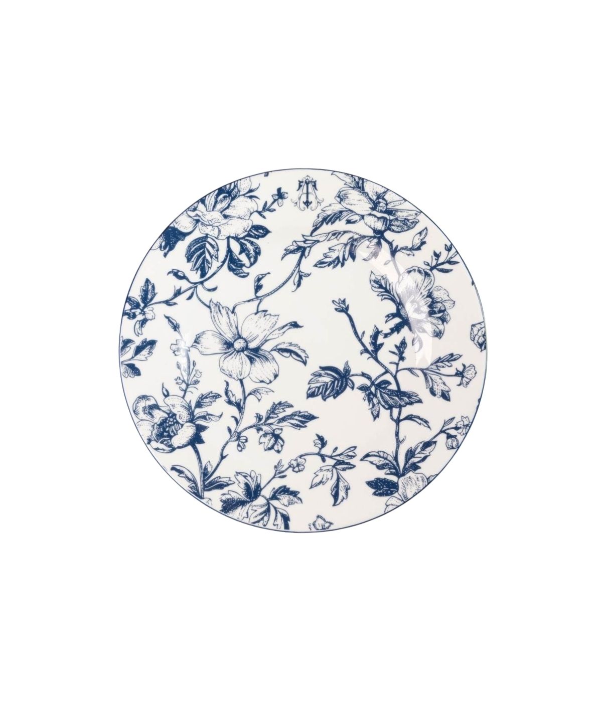 Prato Raso Porcelana Personalizada Monograma Toile de Jouy