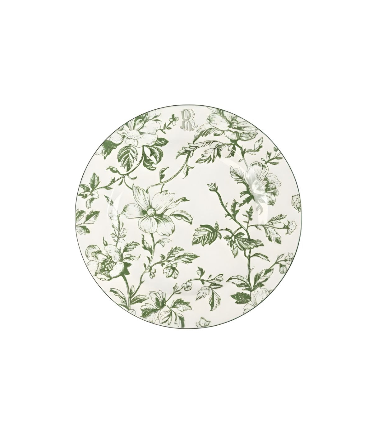 Prato Raso Porcelana Personalizada Monograma Toile de Jouy