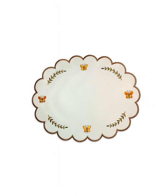 Jogo Americano Creme Bordado Butterfly